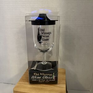 Old Whiney's Wine Lovers Glass with No Drip No Dribble Sippie Lid Stem Gag Gift